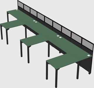 Shared l-shaped cubicle
