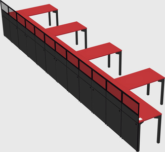 Shared l-shaped cubicle