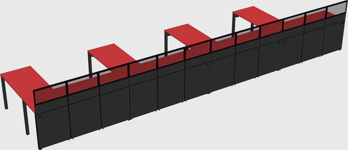 Shared l-shaped cubicle