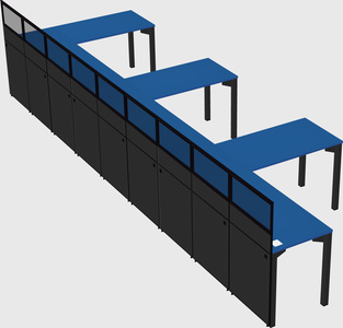 Shared l-shaped cubicle