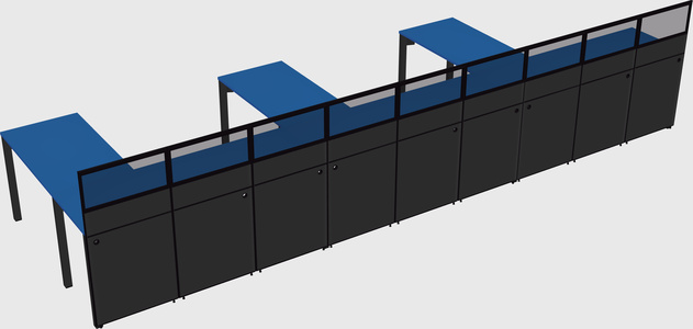 Shared l-shaped cubicle
