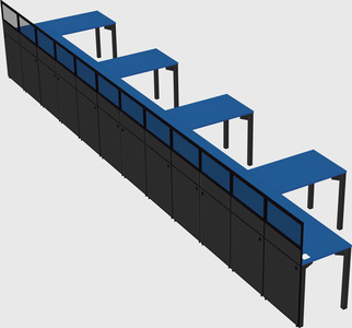 Shared l-shaped cubicle