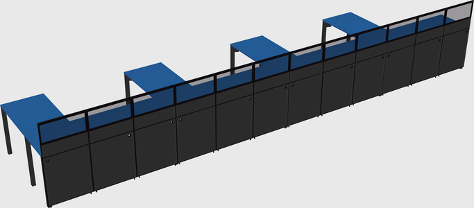 Shared l-shaped cubicle