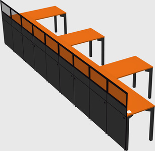Shared l-shaped cubicle