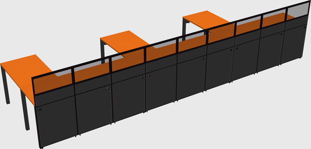 Shared l-shaped cubicle