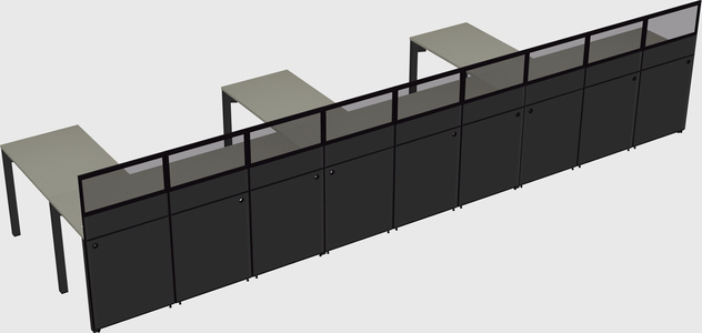 Shared l-shaped cubicle