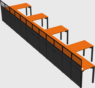 Shared l-shaped cubicle