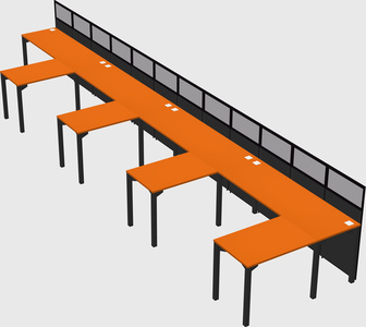 Shared l-shaped cubicle
