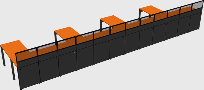 Shared l-shaped cubicle