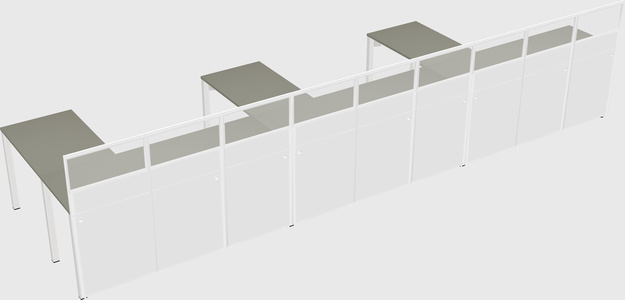 Shared l-shaped cubicle