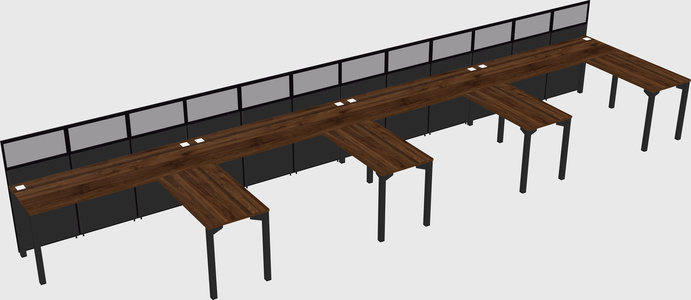 Shared l-shaped cubicle