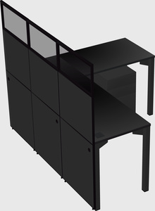Shared l-shaped cubicle