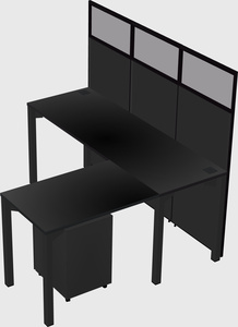 Shared l-shaped cubicle