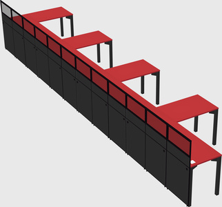 Shared l-shaped cubicle