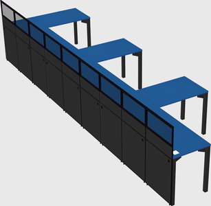Shared l-shaped cubicle