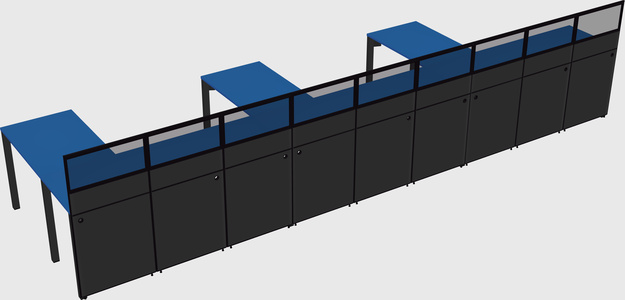 Shared l-shaped cubicle