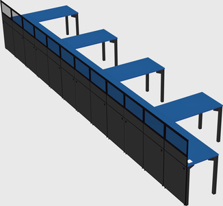 Shared l-shaped cubicle