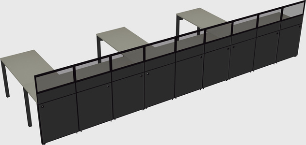 Shared l-shaped cubicle