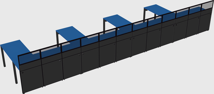 Shared l-shaped cubicle