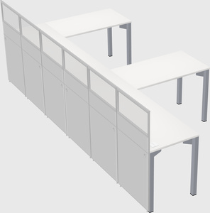 Shared l-shaped cubicle