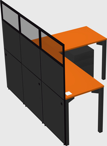 Shared l-shaped cubicle