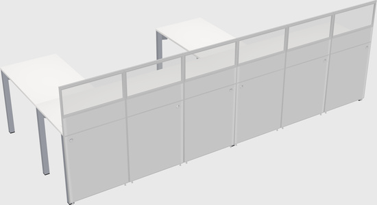 Shared l-shaped cubicle