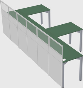 Shared l-shaped cubicle