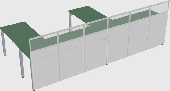 Shared l-shaped cubicle