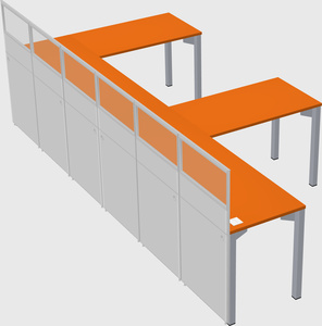 Shared l-shaped cubicle
