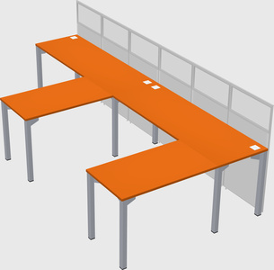 Shared l-shaped cubicle