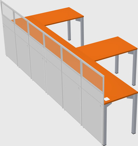 Shared l-shaped cubicle