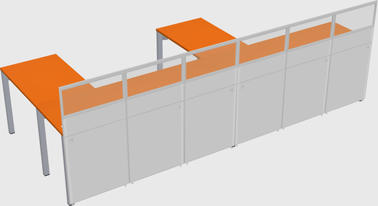 Shared l-shaped cubicle
