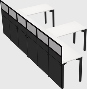 Shared l-shaped cubicle