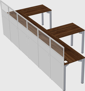 Shared l-shaped cubicle