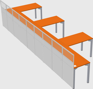 Shared l-shaped cubicle