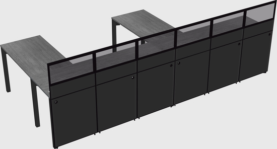 Shared l-shaped cubicle
