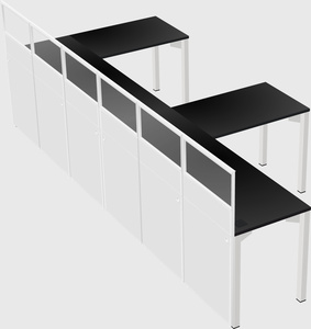 Shared l-shaped cubicle