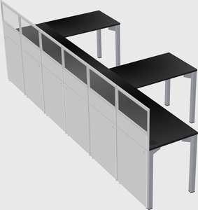 Shared l-shaped cubicle