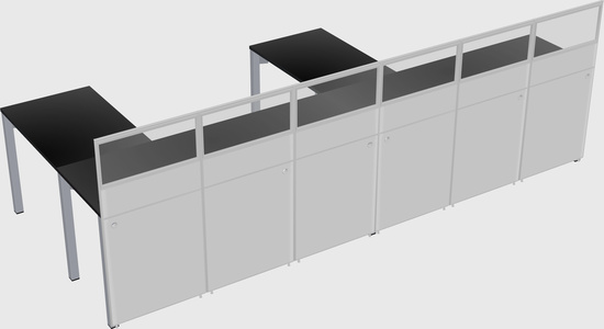 Shared l-shaped cubicle