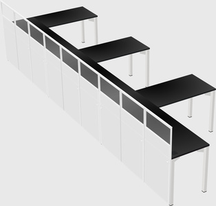Shared l-shaped cubicle