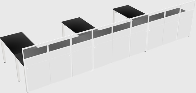 Shared l-shaped cubicle