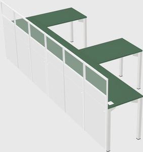 Shared l-shaped cubicle