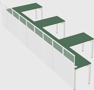 Shared l-shaped cubicle