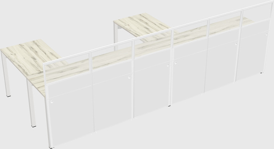Shared l-shaped cubicle
