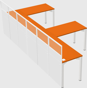 Shared l-shaped cubicle