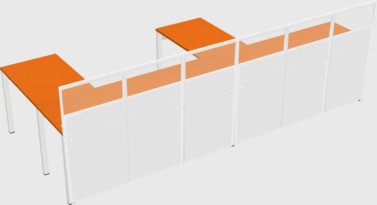 Shared l-shaped cubicle