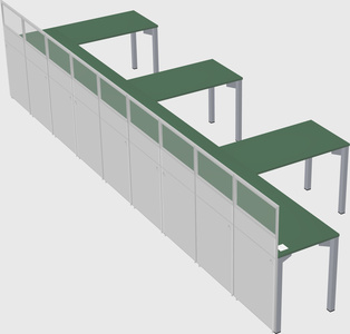 Shared l-shaped cubicle