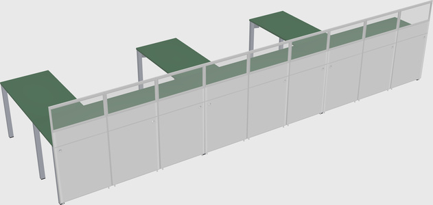 Shared l-shaped cubicle
