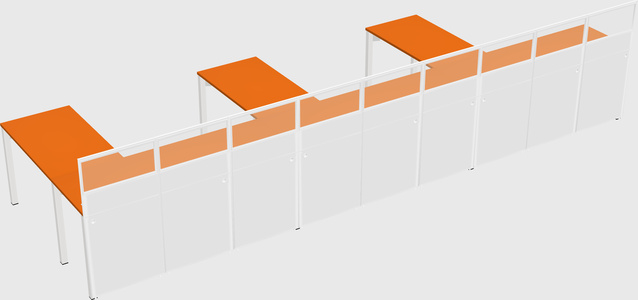 Shared l-shaped cubicle