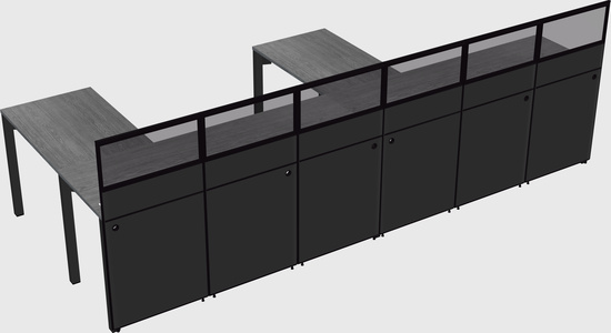 Shared l-shaped cubicle